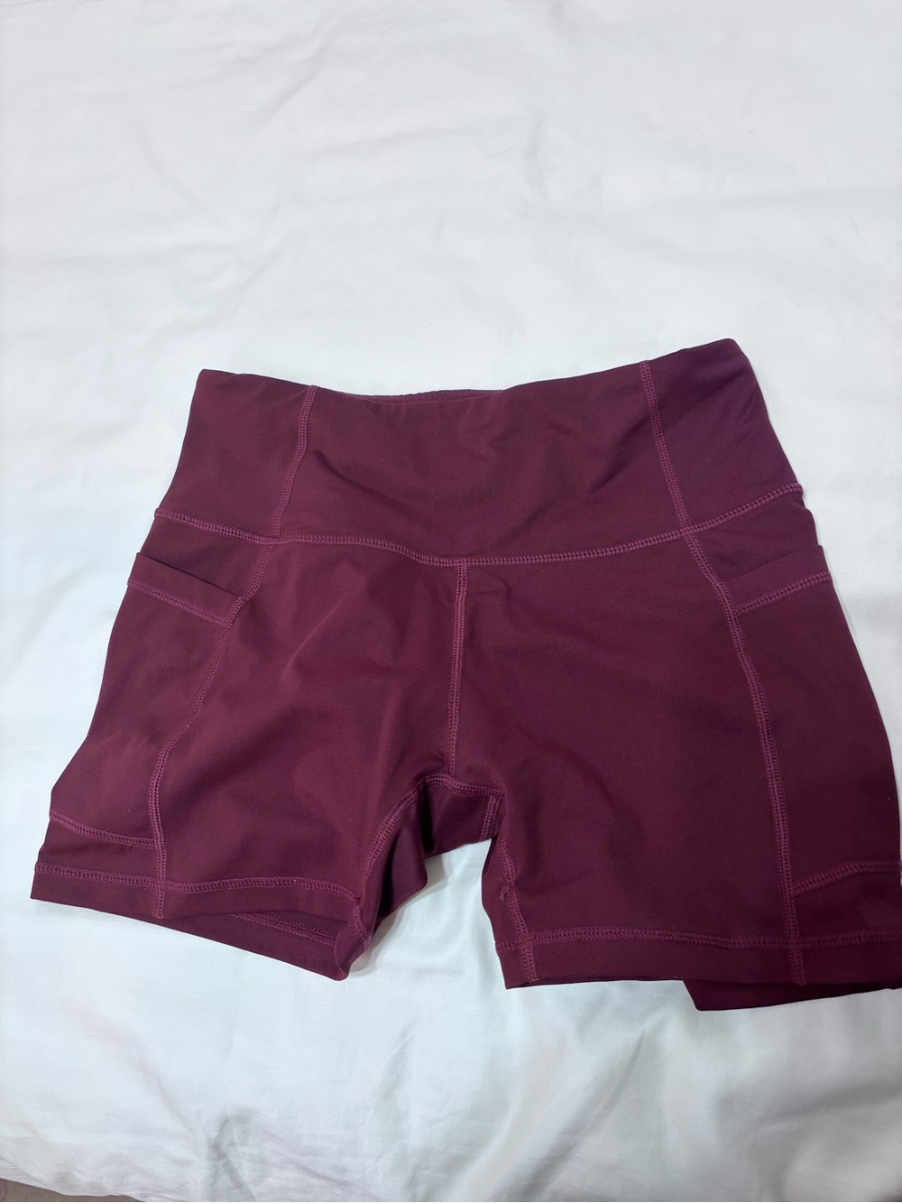 BALEAF Burgundy High Waist Biker Shorts S